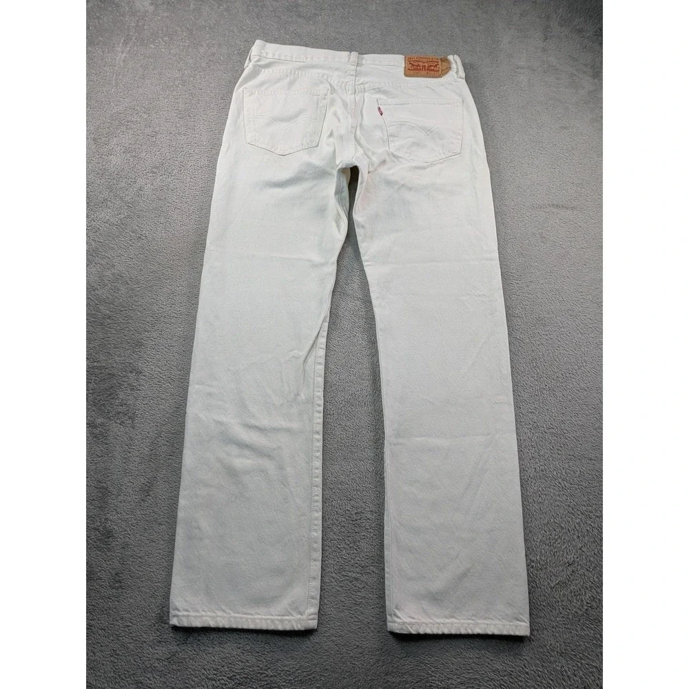 Levis 501 Original Fit White Denim Jeans Mens 33x32 Button Fly Straight Leg